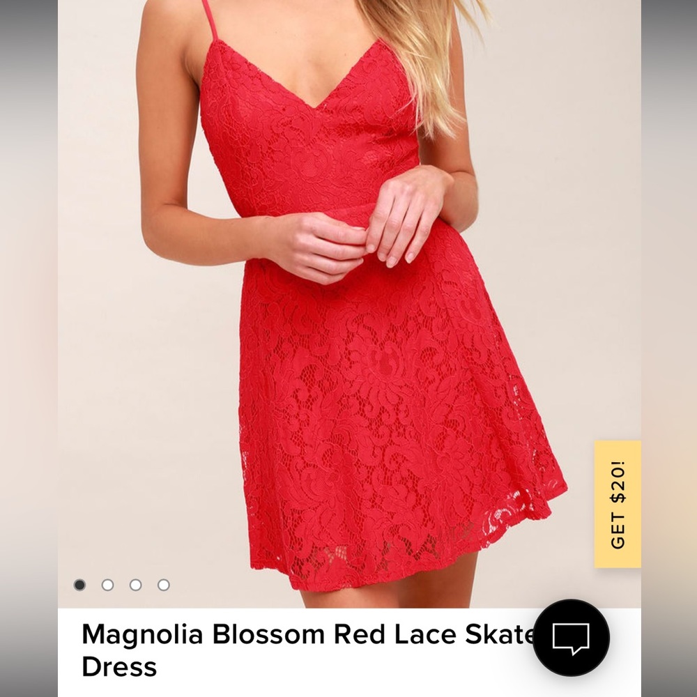 Lulus red magnolia lace skater dress new with tags